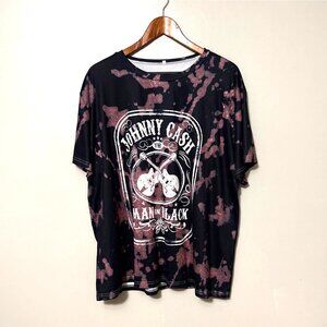 "Man In Black" Graphic Tee 4X Black & Pink Tie-Dye Polyester/Spandex